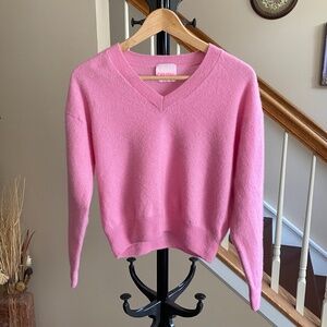 Crush Cashmere Rare Pink V-Neck Cropped Sweater Size XS